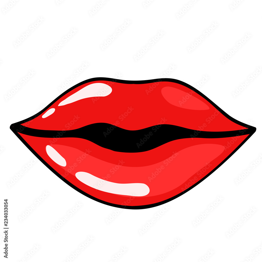 Red cartoon woman lips for your design, stock vector illustration Red cartoon woman lips for your design, stock vector illustration