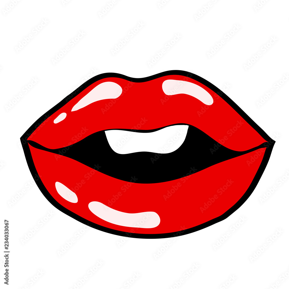 Red cartoon woman lips for your design, stock vector illustration Red cartoon woman lips for your design, stock vector illustration