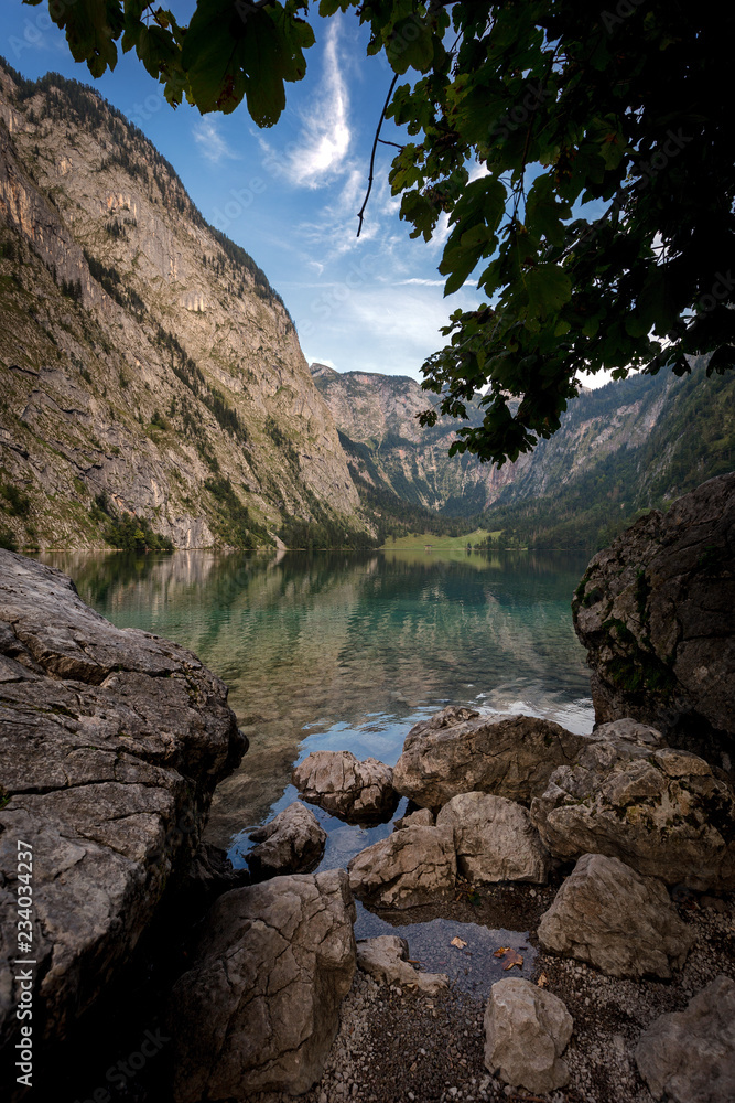 Fototapeta premium Obersee in Konigsee, Berchtesgaden National Park, Bavaria, Germany