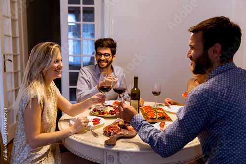 Friends celebrating Christm...