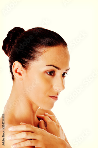 Beautiful face of young woman with clean fresh skin.