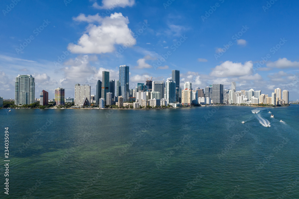 View at Miami's embankment on blue sky background