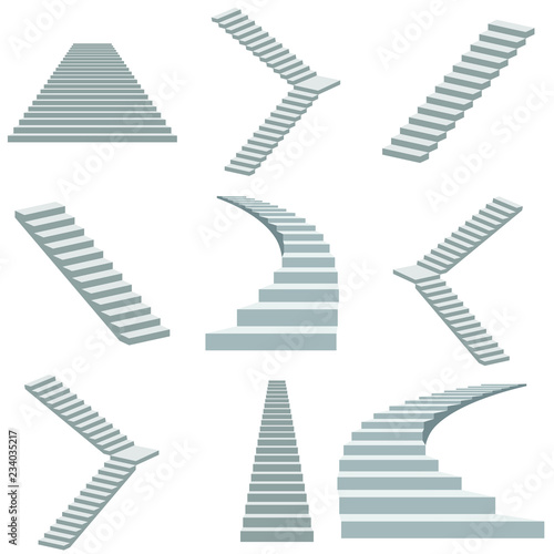 Fotografija Stairs vector illustration isolated on white background