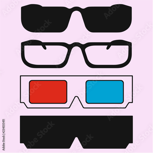 3d cinema glasses vector silhouette isolated