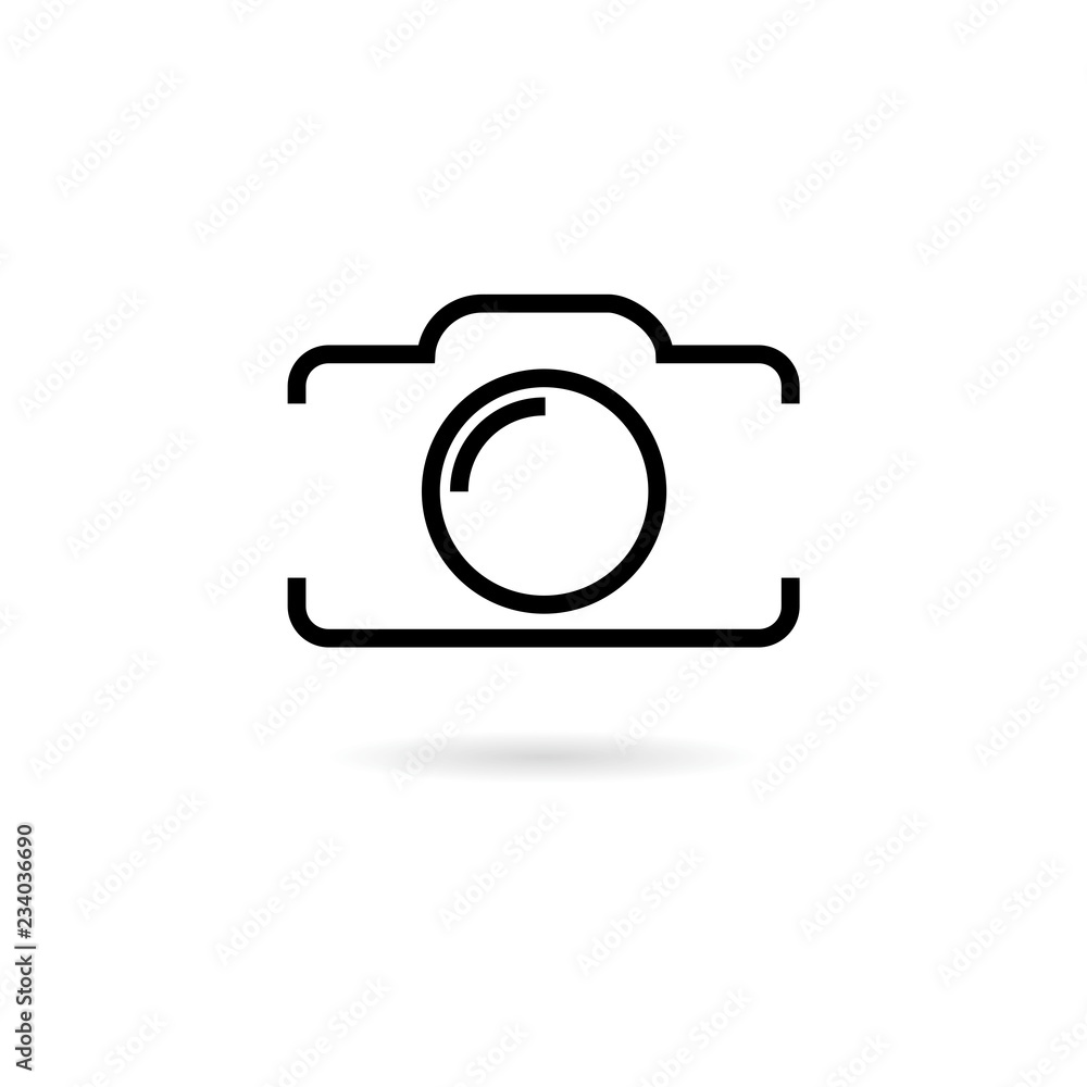 Black Photo camera, line icon or logo Stock Illustration Adobe Stock