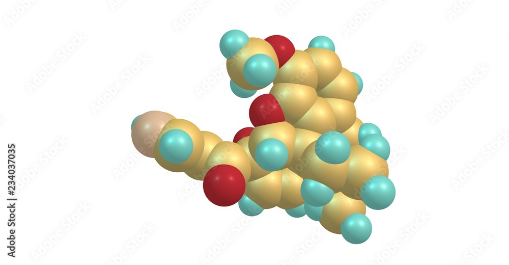 Nicocodeine molecular structure isolated on white