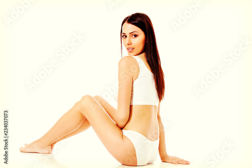 Young, sporty, fit and beautiful girl in sporty underwear.