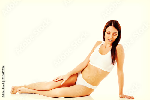 Young, sporty, fit and beautiful girl in sporty underwear.