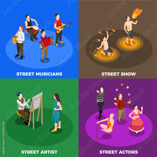Street Artist Isometric Design Concept
