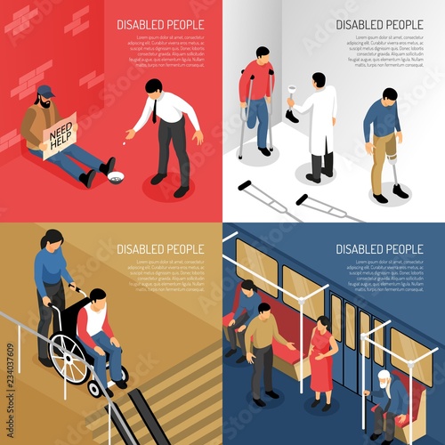 Disabled People Isometric Design Concept