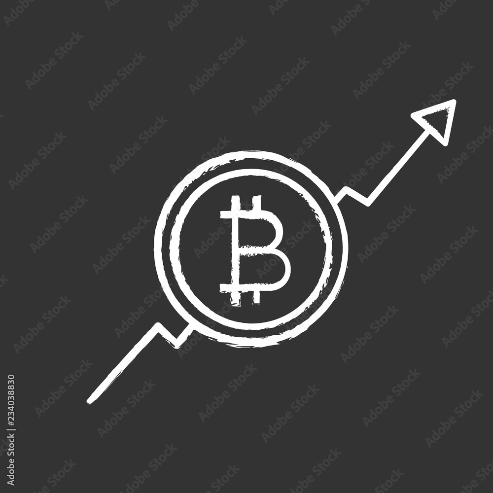 Bitcoin market growth chart chalk icon Bitcoin market growth chart chalk icon