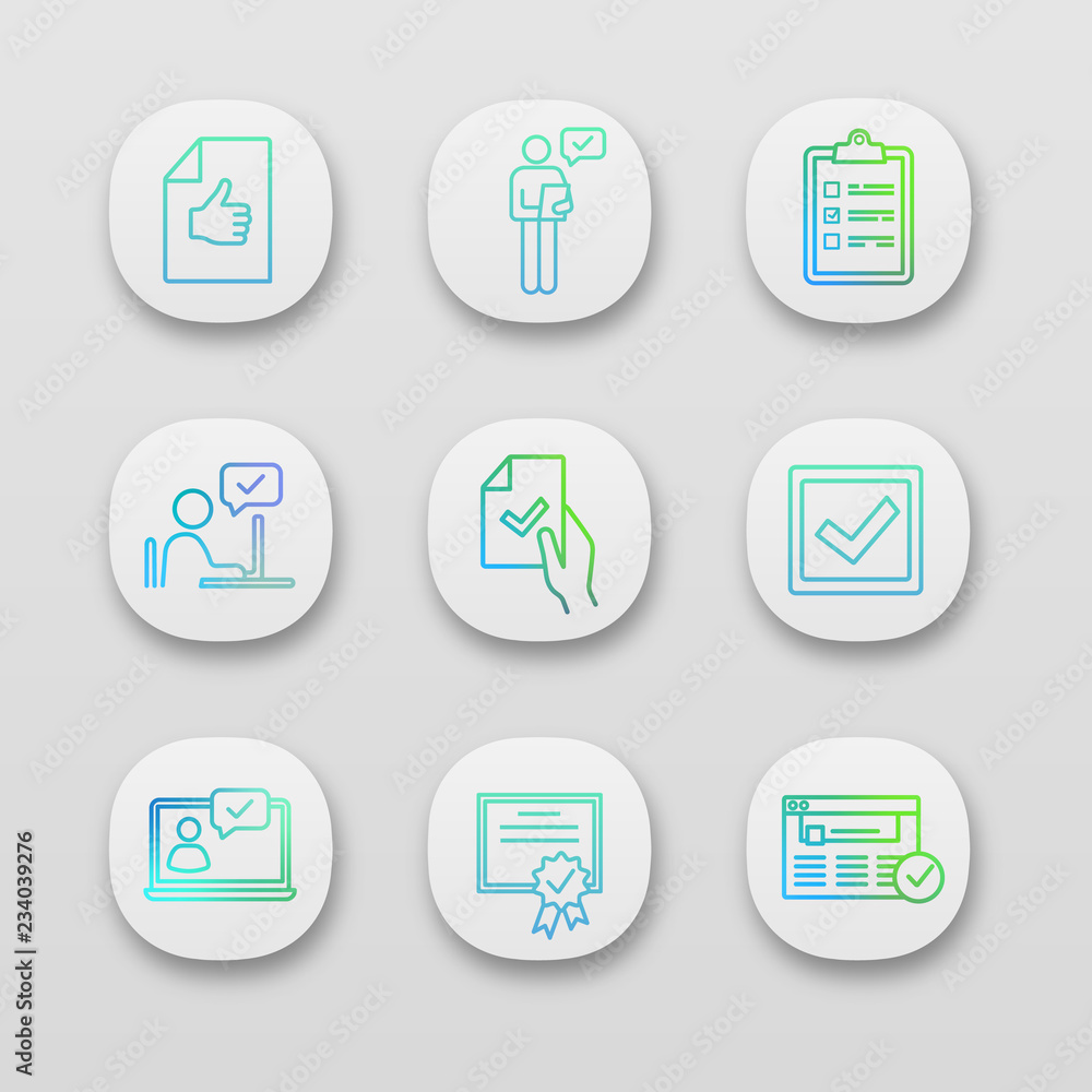 Approve app icons set Approve app icons set