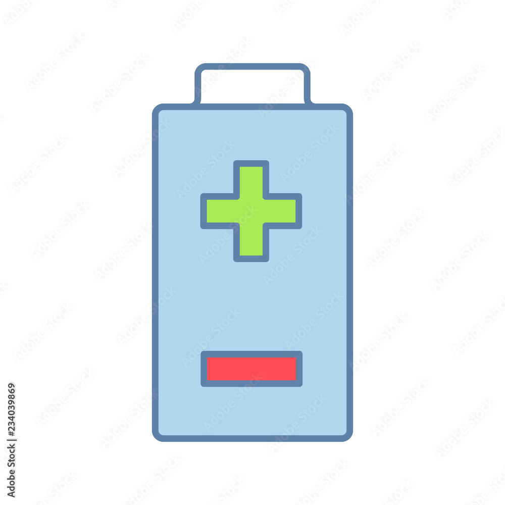 Battery with plus and minus signs color icon Battery with plus and minus signs color icon