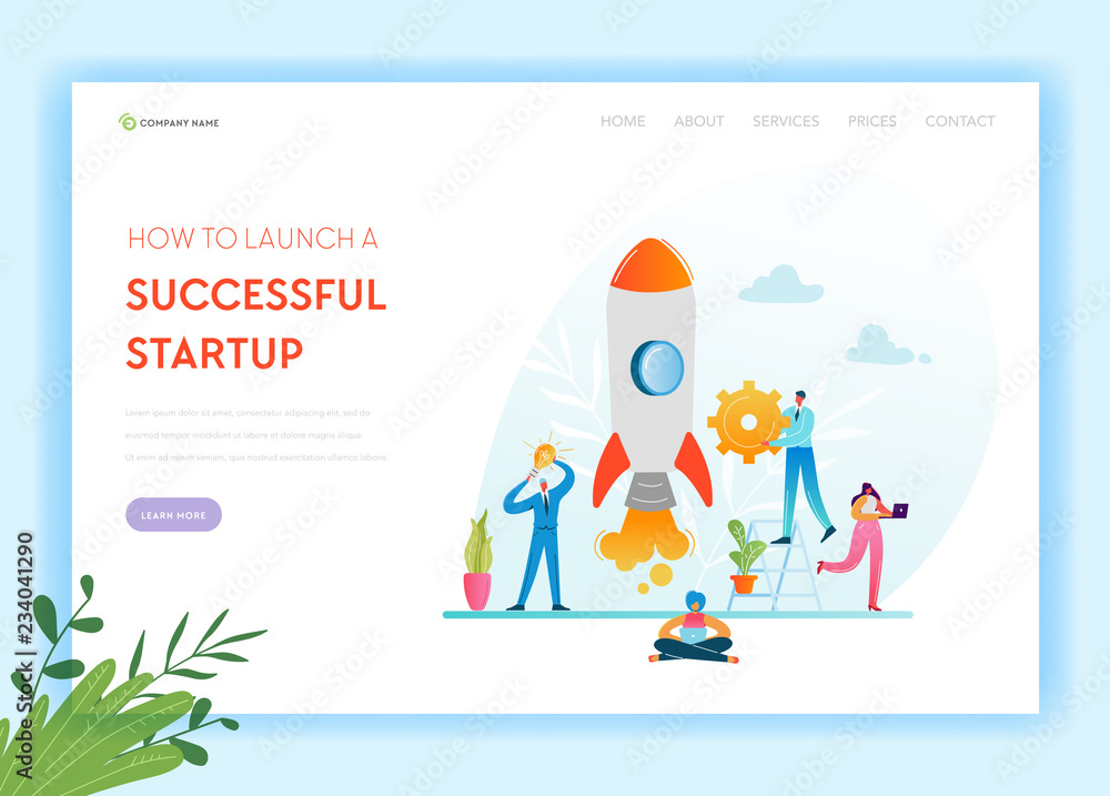 Business Startup Landing Page Template. Investment, Career Boost and Strategy Banner with Business People Characters Launches Rocket. Teamwork Innovation Web Page. Vector illustration Business Startup Landing Page Template. Investment, Career Boost and Strategy Banner with Business People Characters Launches Rocket. Teamwork Innovation Web Page. Vector illustration