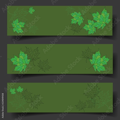 three banners with beautiful hand-drawn leaves.