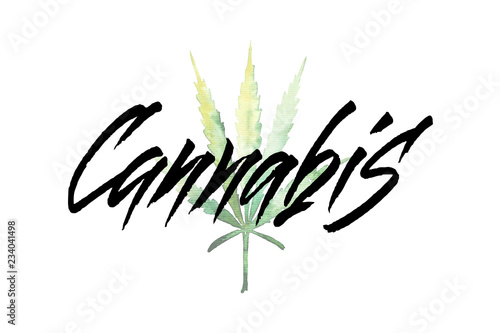 Lettering cannabis for ads, logo, banners