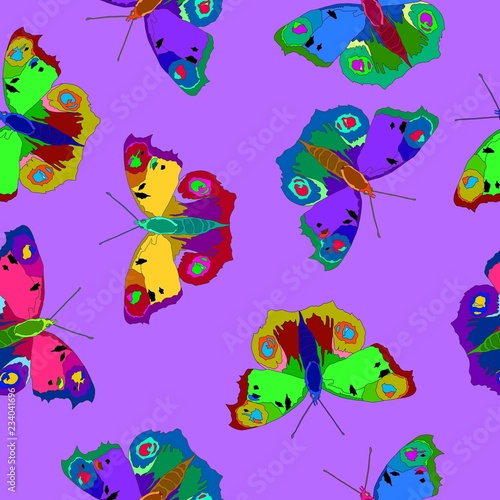 Fototapeta Naklejka Na Ścianę i Meble -  Illustration of colorful butterflies on a nice color background.