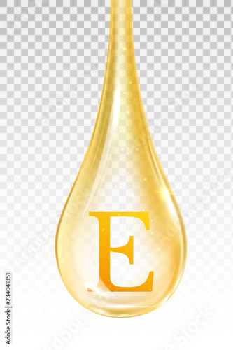 Drop oil, vitamin E. Isolated vector illustration