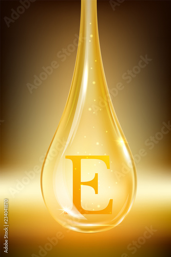 Drop oil, vitamin E. Isolated vector illustration