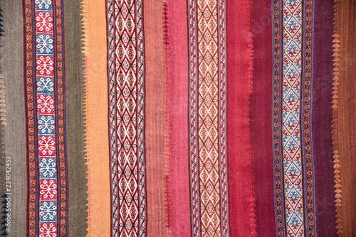 Fotografie Close up of traditional Andean textile designs. Arequipa, Peru