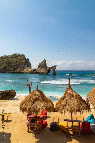 Beautiful tropical beach Atuh at Nusa Penida island. Famous tourists point near Bali island, Indonesia photo