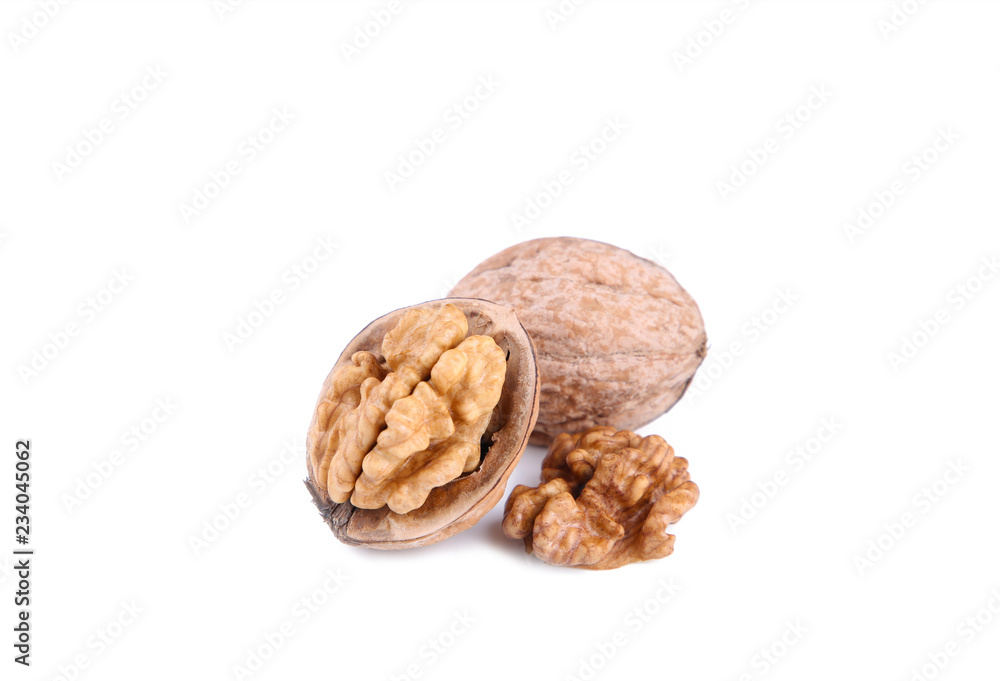 Walnuts in closeup isolated on white background Walnuts in closeup isolated on white background