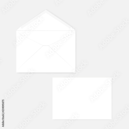 White blank V flap C5 envelope with gummed seal, vector mock up