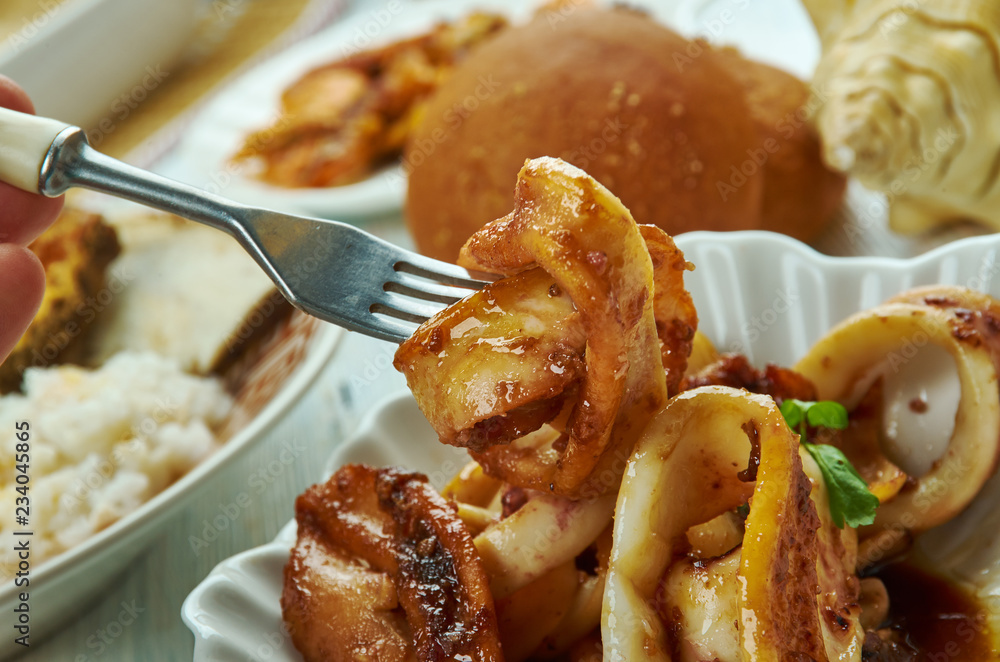 Filipino Adobong Pusit Stock Photo | Adobe Stock