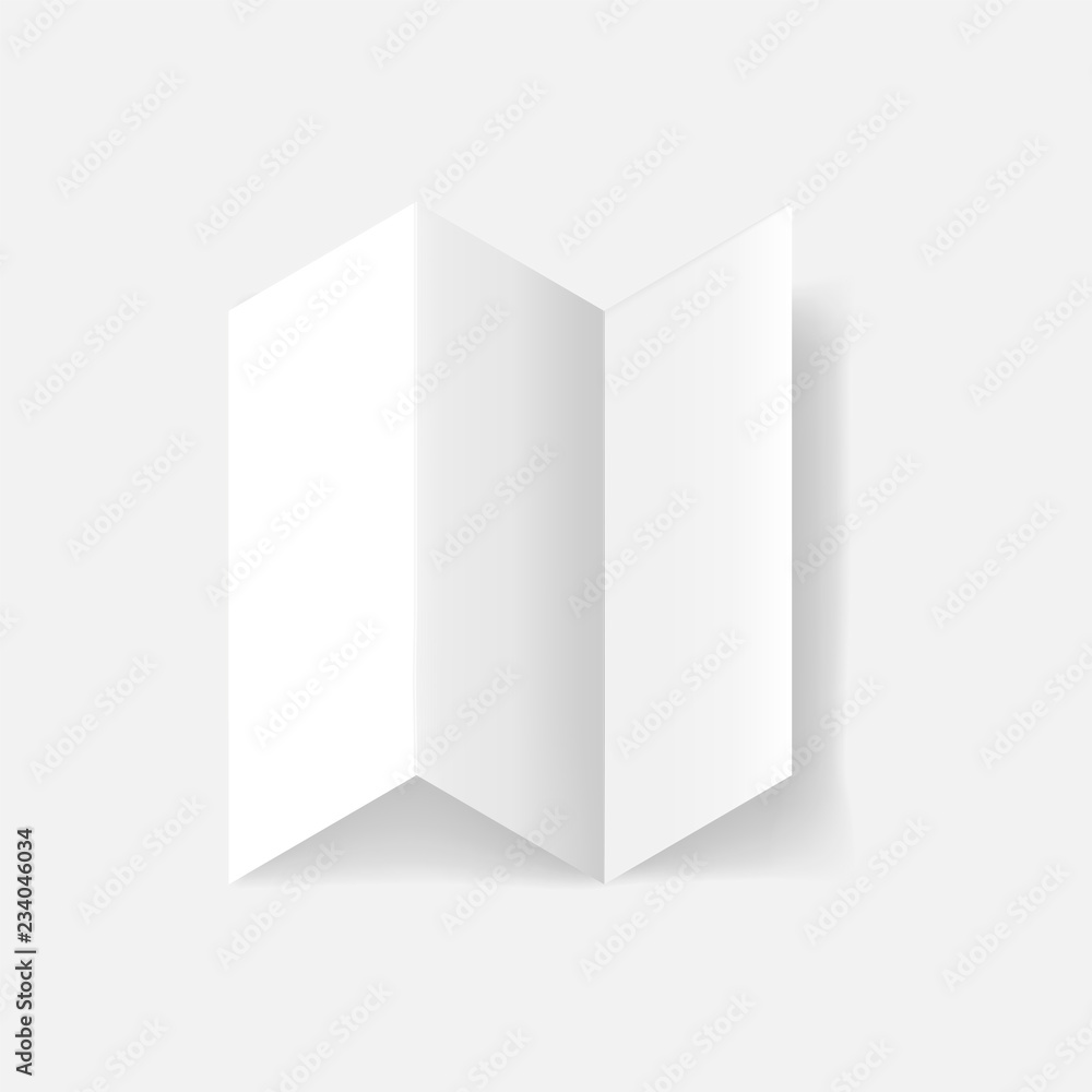 Z fold blank white booklet - trifold paper brochure, vector mockup Z fold blank white booklet - trifold paper brochure, vector mockup