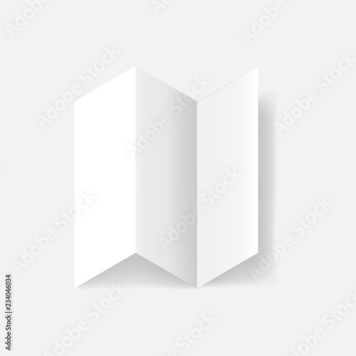 Z fold blank white booklet - trifold paper brochure, vector mockup