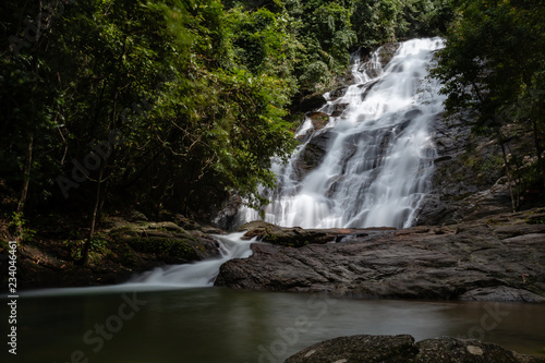 A beautiful waterfall in the tropical rainforest