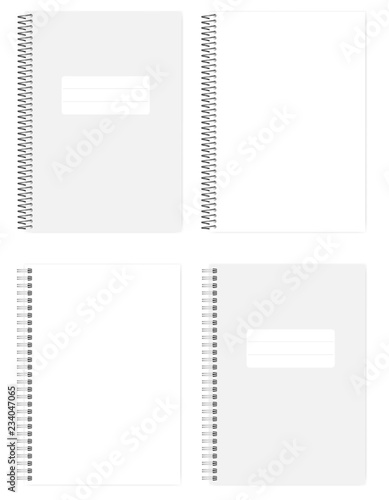 A4 blank white wire bound notebook with different spiral mockup