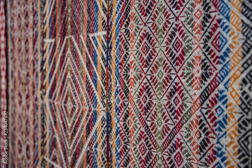 Close up of traditional Andean textile designs. Arequipa, Peru