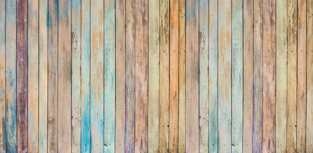 Obraz premium many-coloured background of old wood plank
