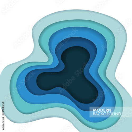 3D abstract background with light green paper cut waves