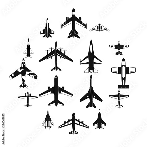 Aviation set icons in simple style for any design