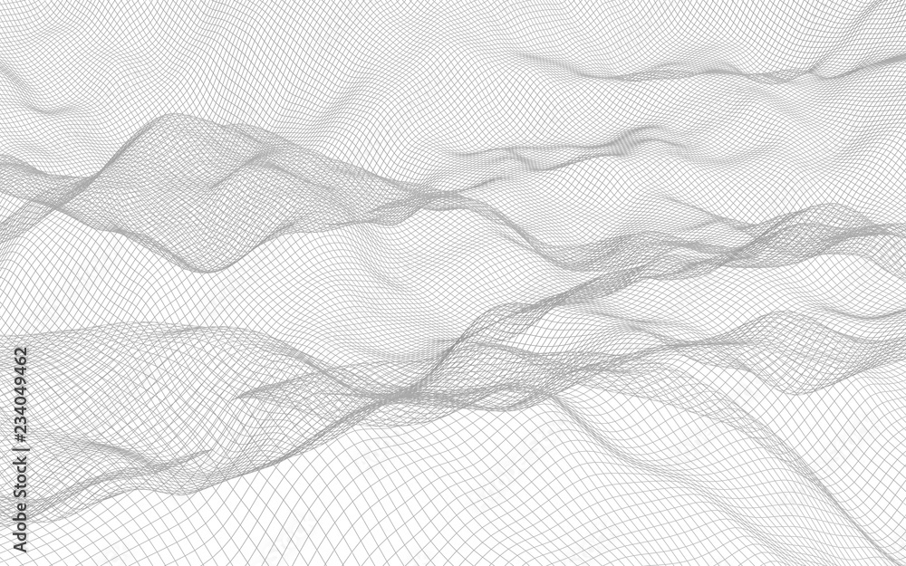 Abstract landscape on a white background. Cyberspace grid. Hi-tech network. 3d technology illustration Abstract landscape on a white background. Cyberspace grid. Hi-tech network. 3d technology illustration