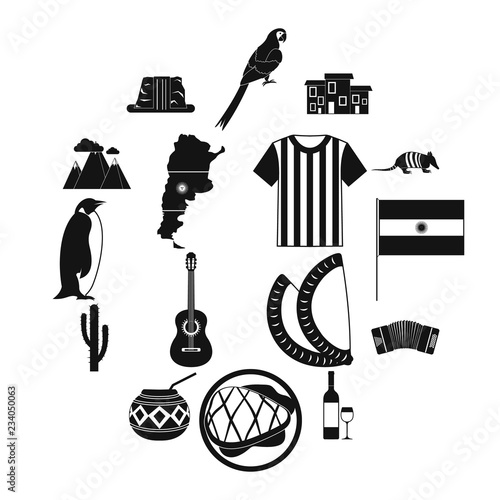 Argentina set icons in simple style for any design