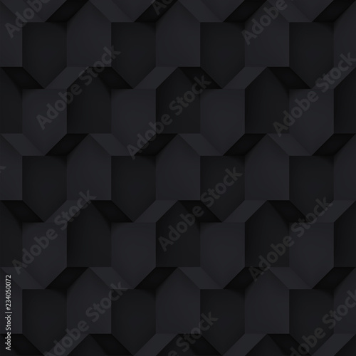 Volume realistic vector cubes texture  black geometric pattern  design dark background for you projects 