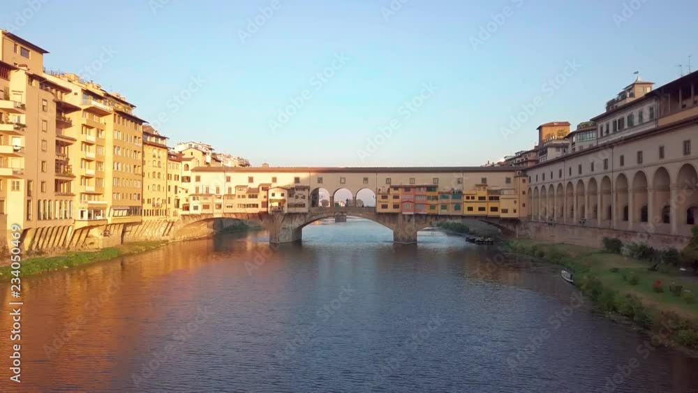 Florence Ponte Vecchio Bridge and City Skyline in Italy. Florence Ponte Vecchio Bridge and City Skyline in Italy.