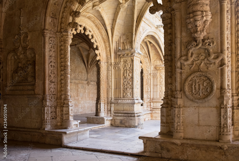 Stone carving detail at Jeronimos Monastery, Lisbon