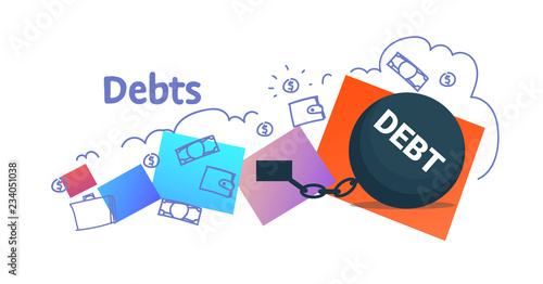 percent bomb credit debt finance crisis concept sketch doodle horizontal isolated flat vector illustration