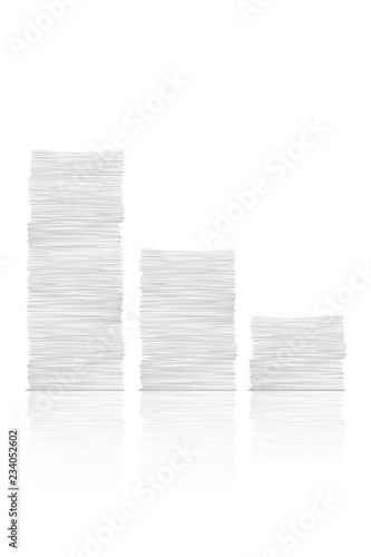 white paper stack reflection set 