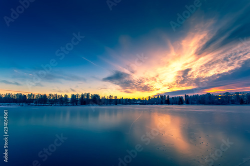 Frozen lake from Sotkamo, Finland.