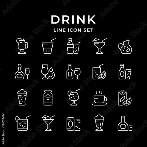 Set line icons of drink