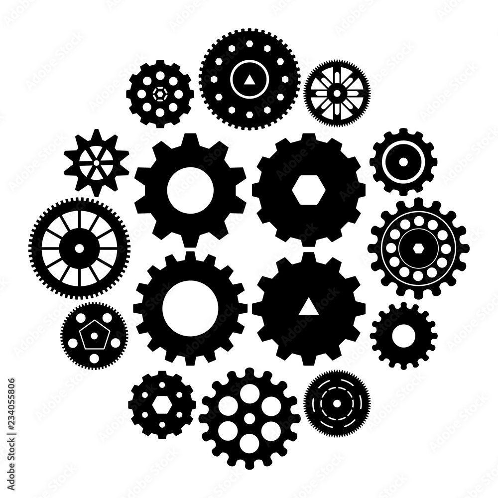 Gear icon set isolated on white background Gear icon set isolated on white background