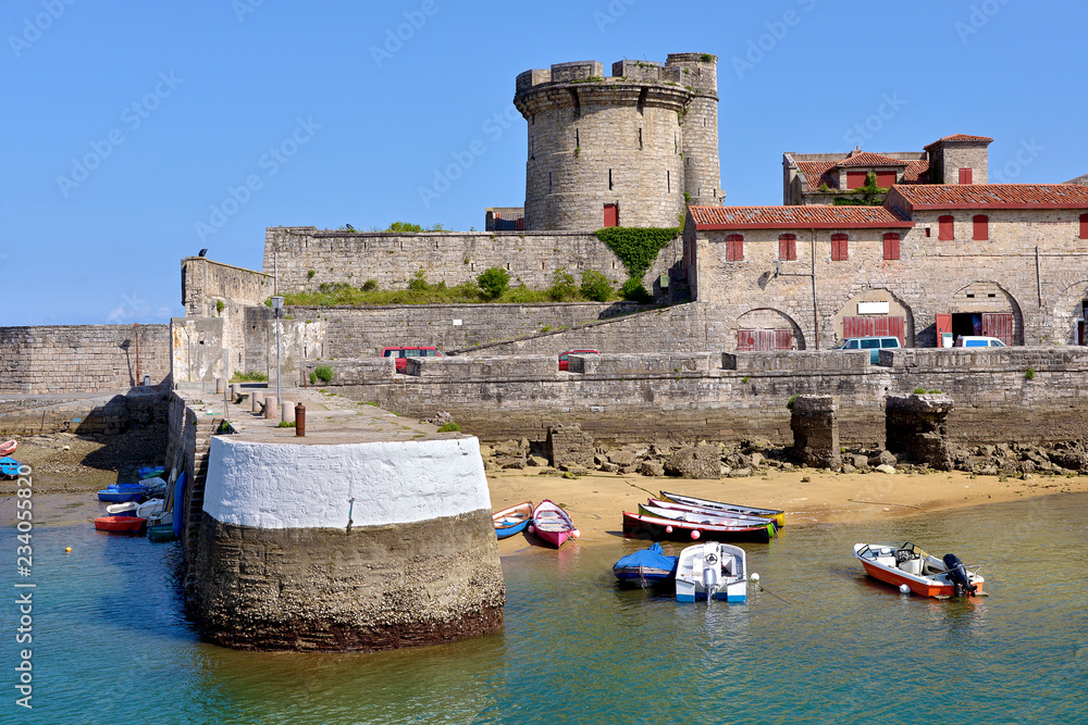 Castle and port of Socoa that is a district of Cibourre and of Urrugne in the Pyrénées-Atlantiques department in south-western France