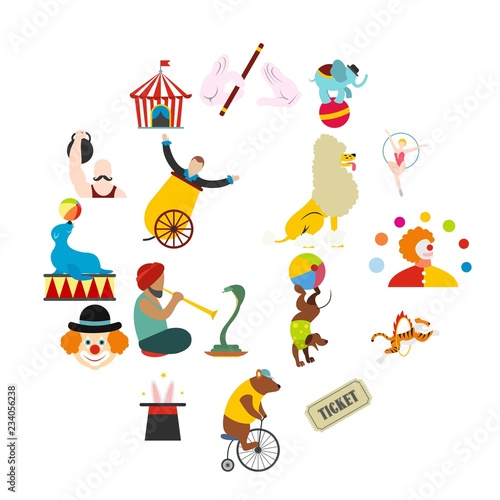Circus flat icons set for web and mobile devices