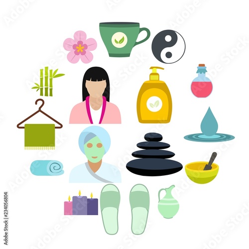 Spa flat icons set for web and mobile devices
