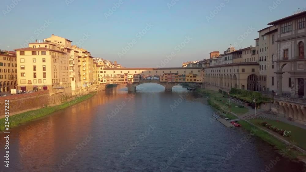 Florence Ponte Vecchio Bridge and City Skyline in Italy. Florence Ponte Vecchio Bridge and City Skyline in Italy.
